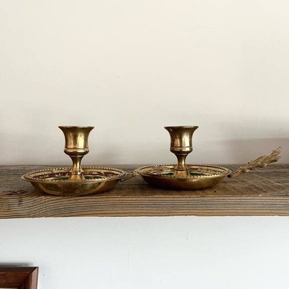 Other - Vintage Brass Chamberstick Candle Holders